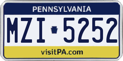 PA license plate MZI5252