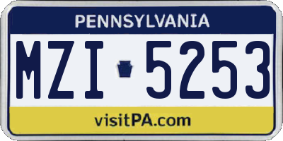 PA license plate MZI5253