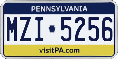 PA license plate MZI5256