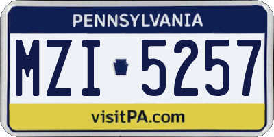 PA license plate MZI5257