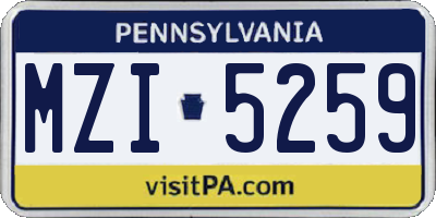 PA license plate MZI5259