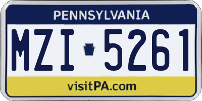 PA license plate MZI5261