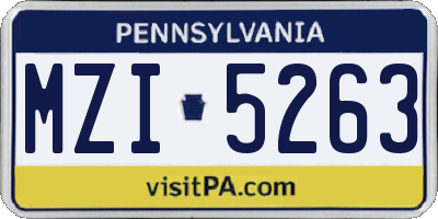 PA license plate MZI5263