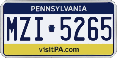 PA license plate MZI5265