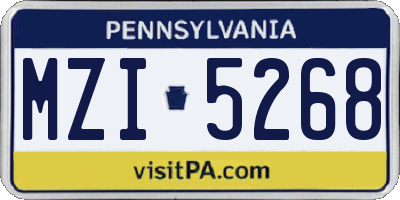 PA license plate MZI5268