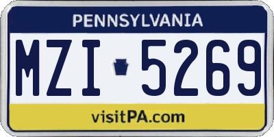 PA license plate MZI5269