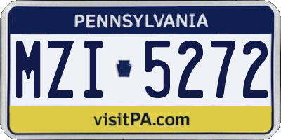 PA license plate MZI5272