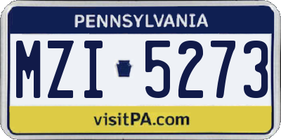 PA license plate MZI5273