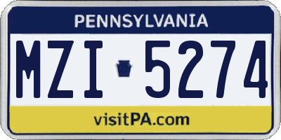 PA license plate MZI5274