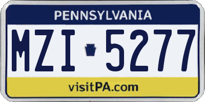 PA license plate MZI5277