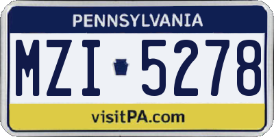 PA license plate MZI5278