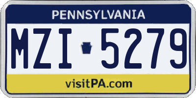 PA license plate MZI5279