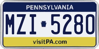 PA license plate MZI5280