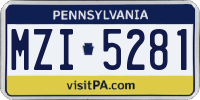 PA license plate MZI5281
