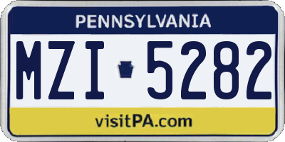 PA license plate MZI5282