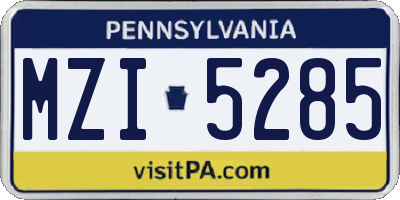PA license plate MZI5285