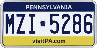 PA license plate MZI5286