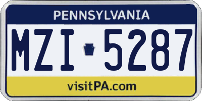 PA license plate MZI5287