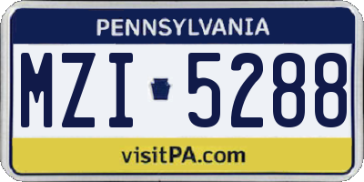 PA license plate MZI5288
