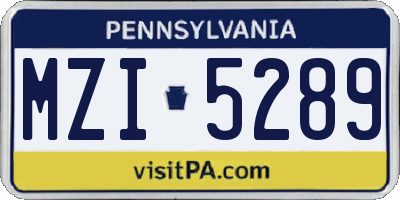 PA license plate MZI5289