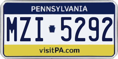 PA license plate MZI5292