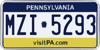 PA license plate MZI5293