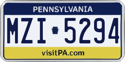 PA license plate MZI5294