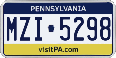 PA license plate MZI5298
