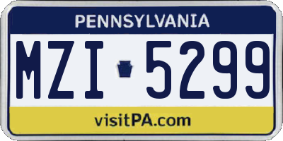 PA license plate MZI5299