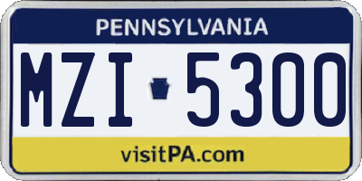 PA license plate MZI5300