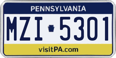 PA license plate MZI5301