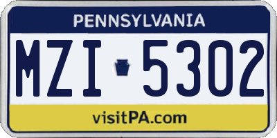 PA license plate MZI5302