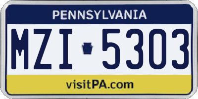 PA license plate MZI5303