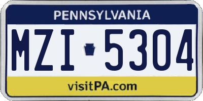 PA license plate MZI5304