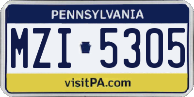 PA license plate MZI5305