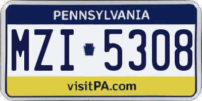 PA license plate MZI5308
