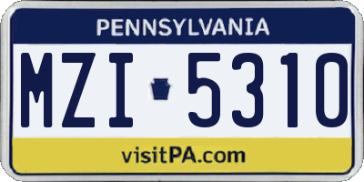 PA license plate MZI5310