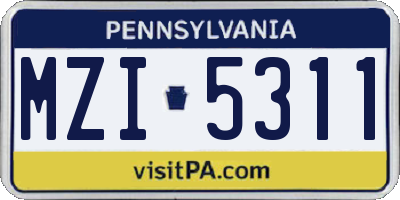PA license plate MZI5311