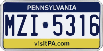 PA license plate MZI5316