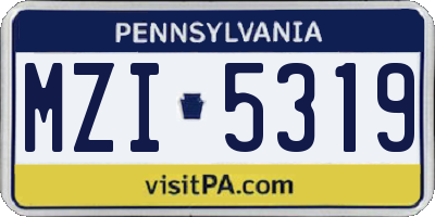 PA license plate MZI5319