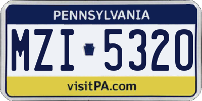 PA license plate MZI5320