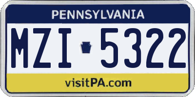 PA license plate MZI5322