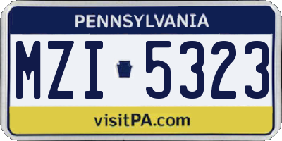 PA license plate MZI5323