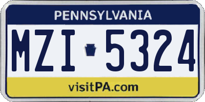 PA license plate MZI5324