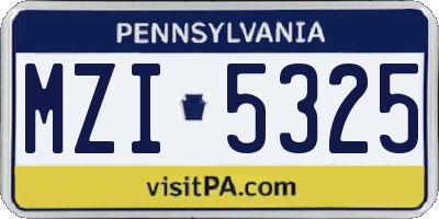 PA license plate MZI5325