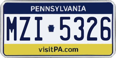 PA license plate MZI5326