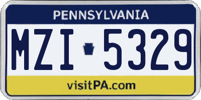 PA license plate MZI5329