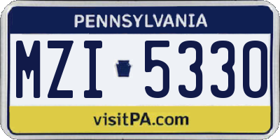 PA license plate MZI5330