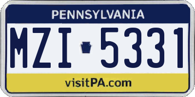 PA license plate MZI5331
