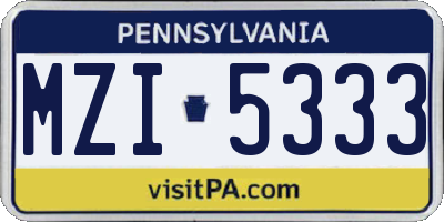 PA license plate MZI5333